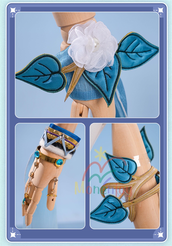 Monenjoy 原神 ラウマ コスプレ衣装 Lauma 3d樹脂製髪飾り追加 ナド・クライ イベント 霜月の子 白銀の鹿座 コスチュームgs1915