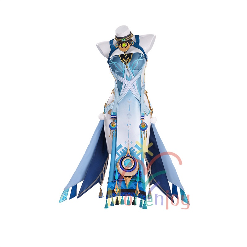 Monenjoy 原神 ラウマ コスプレ衣装 Lauma 3d樹脂製髪飾り追加 ナド・クライ イベント 霜月の子 白銀の鹿座 コスチュームgs1915