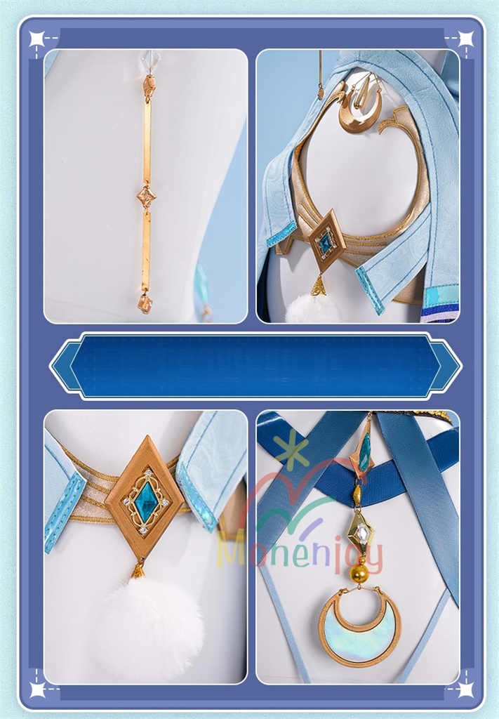 Monenjoy 原神 ラウマ コスプレ衣装 Lauma 3d樹脂製髪飾り追加 ナド・クライ イベント 霜月の子 白銀の鹿座 コスチュームgs1915