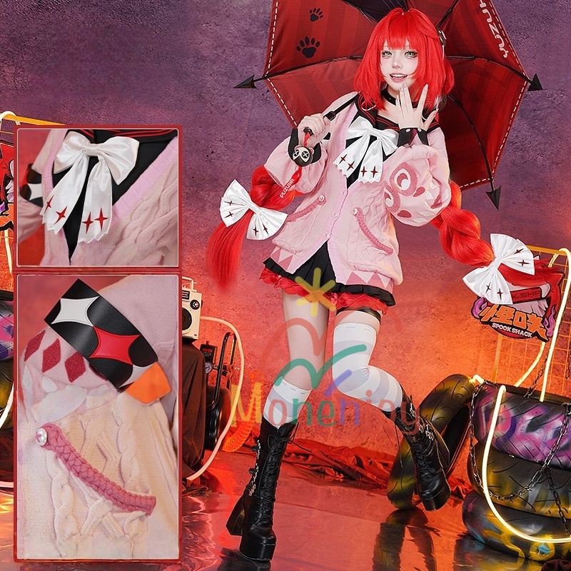 Monenjoy　ゼンレスゾーンゼロ　浮波柚葉　コスプレ衣装　　タリー刺繍　セーラー服　ネイルチップ+デカール贈り　Ukinami Yuzuha　怪啖屋　ミニスカート　イベント セーターコートGS1930　