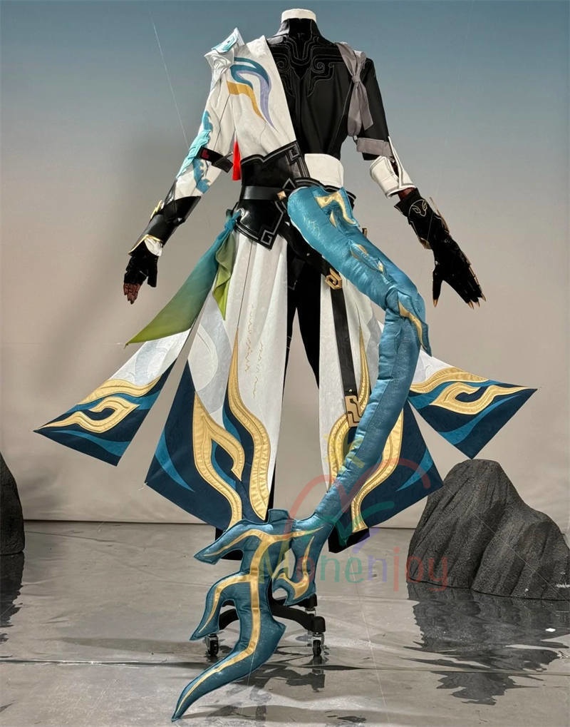 崩壊スターレイル 丹恒・騰荒 コスプレ衣装 伏竜 3d樹脂製パーツ 龍尻尾+ウィッグ+ブーツ追加