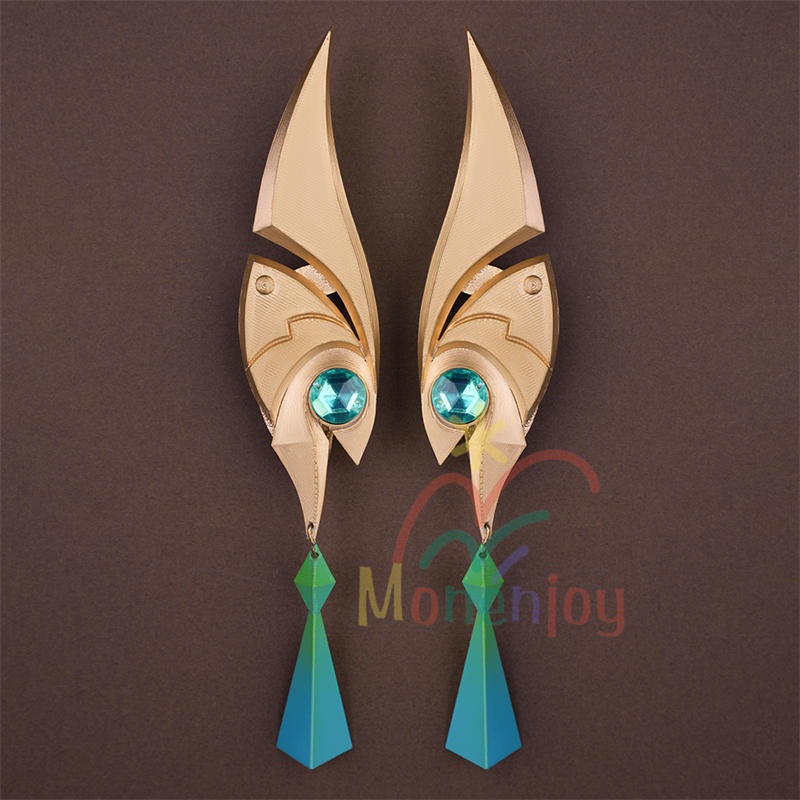 Monenjoy 原神 ネフェル コスプレ衣装 Nefer ベルベット生地 3d樹脂製パーツ ナドクライ / 秘聞の館 コスチューム 耳飾り付
