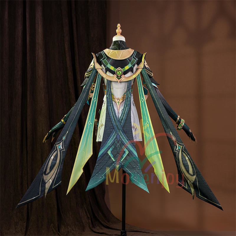 Monenjoy 原神 ネフェル コスプレ衣装 Nefer ベルベット生地 3d樹脂製パーツ ナドクライ / 秘聞の館 コスチューム 耳飾り付