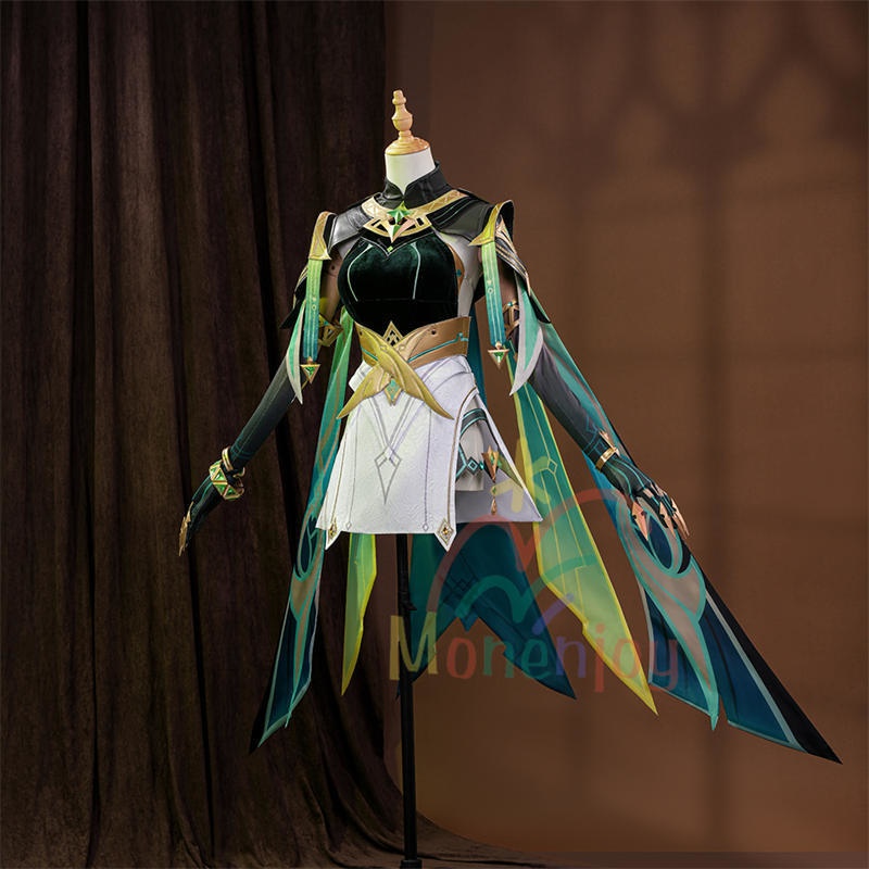 Monenjoy 原神 ネフェル コスプレ衣装 Nefer ベルベット生地 3d樹脂製パーツ ナドクライ / 秘聞の館 コスチューム 耳飾り付