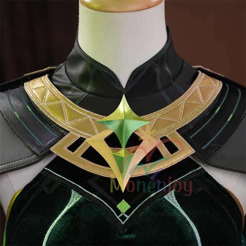 Monenjoy 原神 ネフェル コスプレ衣装 Nefer ベルベット生地 3d樹脂製パーツ ナドクライ / 秘聞の館 コスチューム 耳飾り付