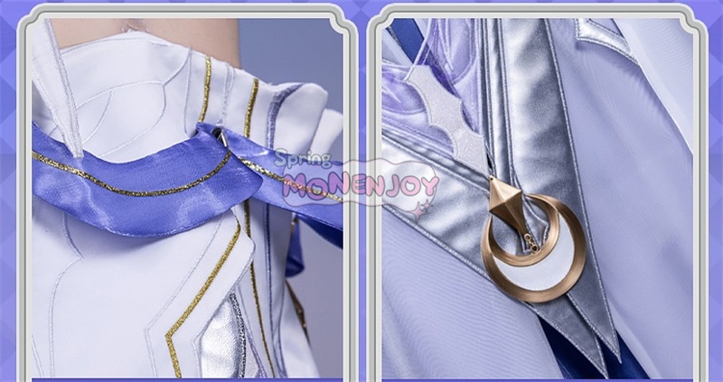 第一弾予約 Monenjoy 原神 コロンビーナ 少女 コスチューム コスプレ衣装 髪飾り+アイマスク付 3d樹脂製パーツ 執行官 月の少女 Damselette Columbina コスプレ衣装