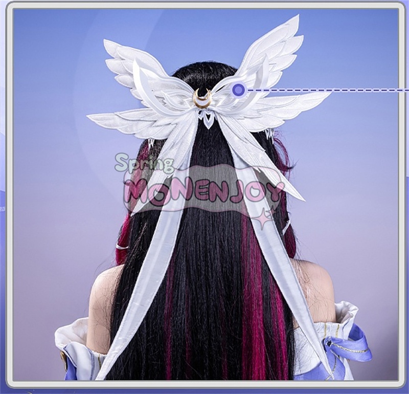 第一弾予約 Monenjoy 原神 コロンビーナ 少女 コスチューム コスプレ衣装 髪飾り+アイマスク付 3d樹脂製パーツ 執行官 月の少女 Damselette Columbina コスプレ衣装