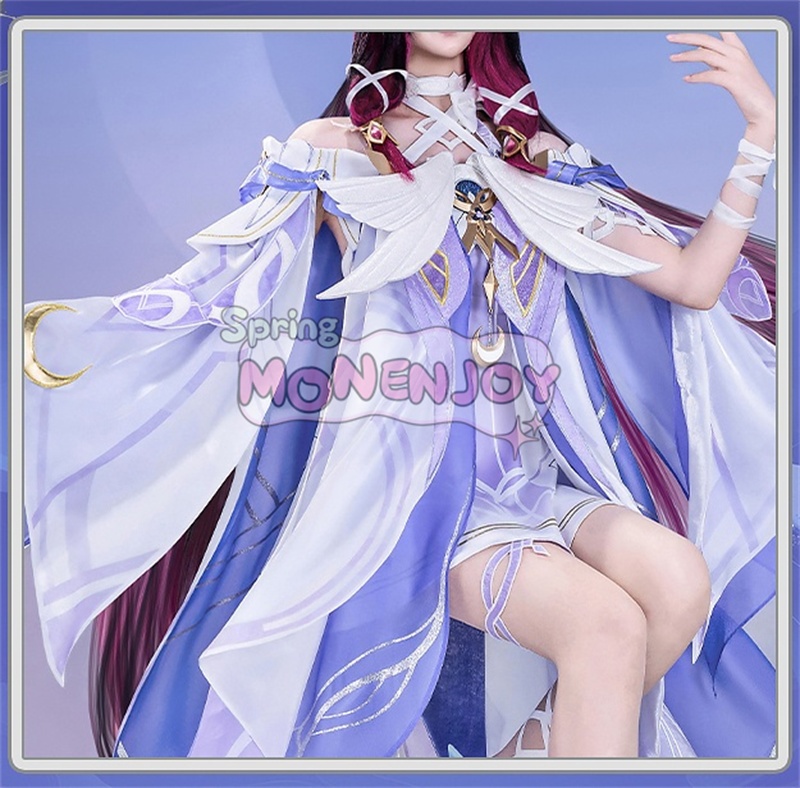 第一弾予約 Monenjoy 原神 コロンビーナ 少女 コスチューム コスプレ衣装 髪飾り+アイマスク付 3d樹脂製パーツ 執行官 月の少女 Damselette Columbina コスプレ衣装