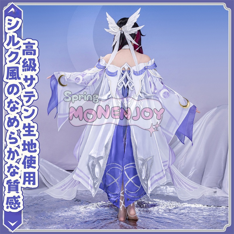 第一弾予約 Monenjoy 原神 コロンビーナ 少女 コスチューム コスプレ衣装 髪飾り+アイマスク付 3d樹脂製パーツ 執行官 月の少女 Damselette Columbina コスプレ衣装