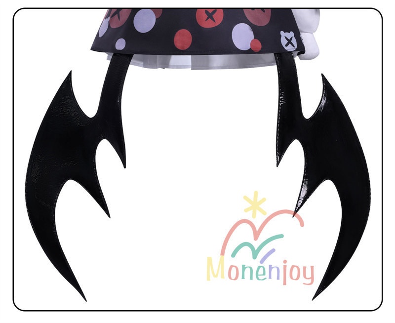 Monenjoy 魔法少女ノ魔女裁判 沢渡ココ コスプレ衣装 髪飾付 実況者 猫耳のヘッドフォン 孤独な配信者 翼+ぬいぐるみ付 ワンピース 仮装 イベント