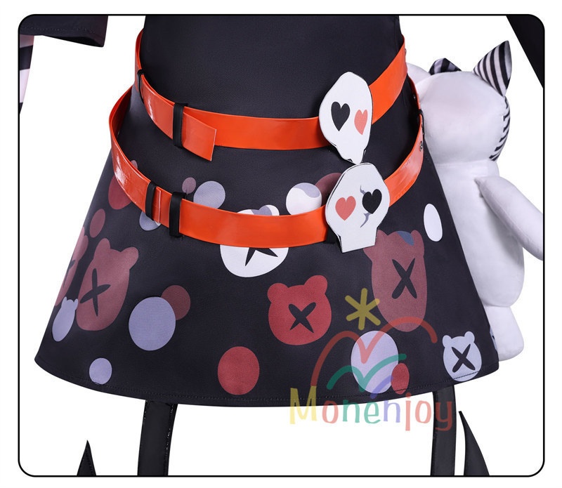 Monenjoy 魔法少女ノ魔女裁判 沢渡ココ コスプレ衣装 髪飾付 実況者 猫耳のヘッドフォン 孤独な配信者 翼+ぬいぐるみ付 ワンピース 仮装 イベント