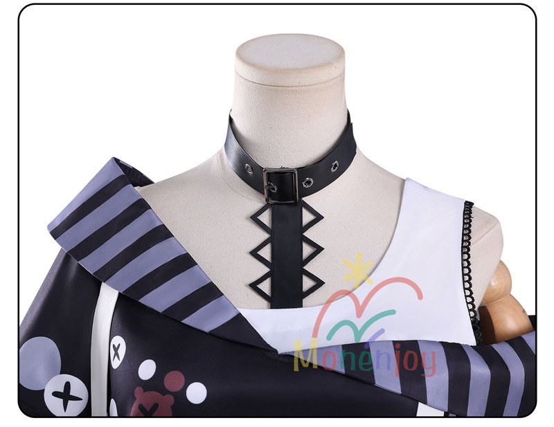 Monenjoy 魔法少女ノ魔女裁判 沢渡ココ コスプレ衣装 髪飾付 実況者 猫耳のヘッドフォン 孤独な配信者 翼+ぬいぐるみ付 ワンピース 仮装 イベント