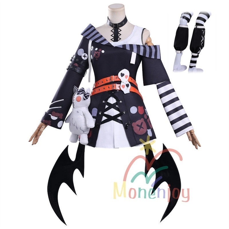 Monenjoy 魔法少女ノ魔女裁判 沢渡ココ コスプレ衣装 髪飾付 実況者 猫耳のヘッドフォン 孤独な配信者 翼+ぬいぐるみ付 ワンピース 仮装 イベント