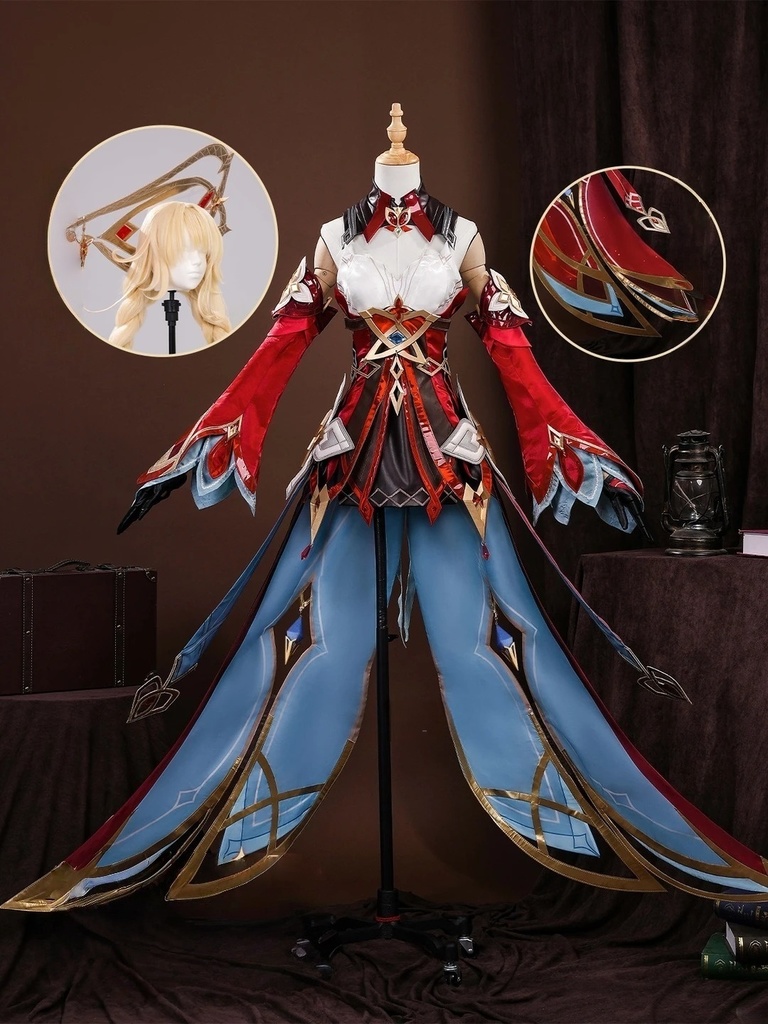 Monenjoy　原神 アリス コスプレ衣装　コスチューム　帽子付　3d樹脂製パーツ　炎元素の神の目付　ナド・クライ編　魔術師　魔女　仮装　モンド / 魔女会 