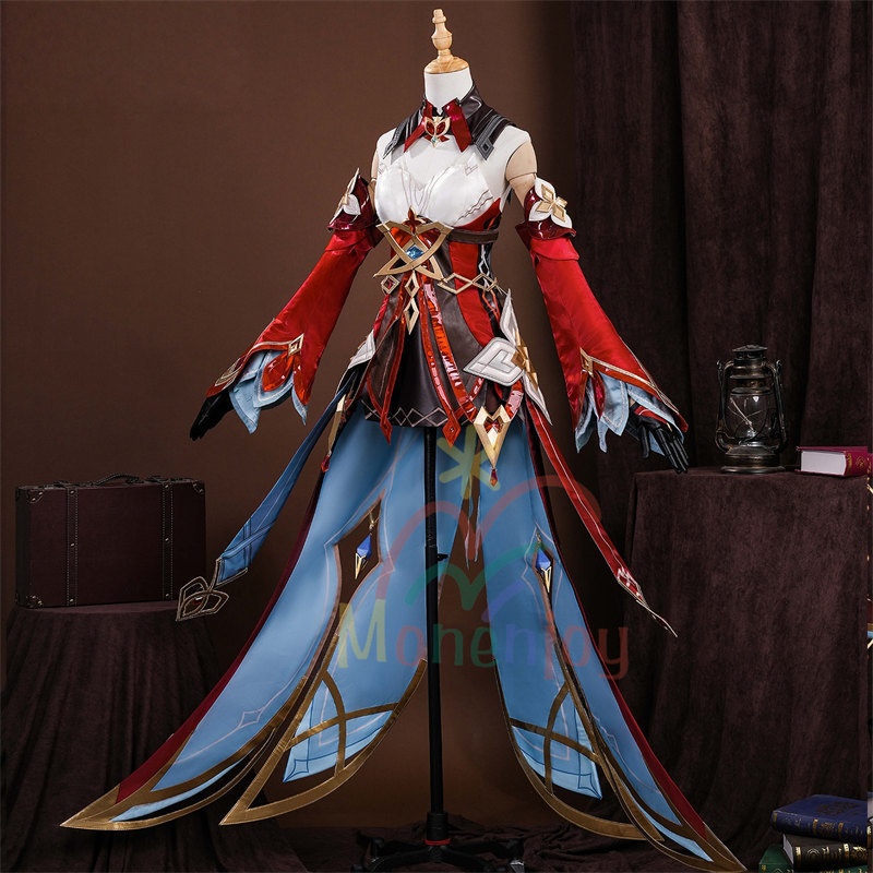 予約販売 Monenjoy 原神 アリス コスプレ衣装 コスチューム 帽子付 3d樹脂製パーツ 炎元素の神の目付 ナド・クライ編 魔術師 魔女 仮装 モンド / 魔女会