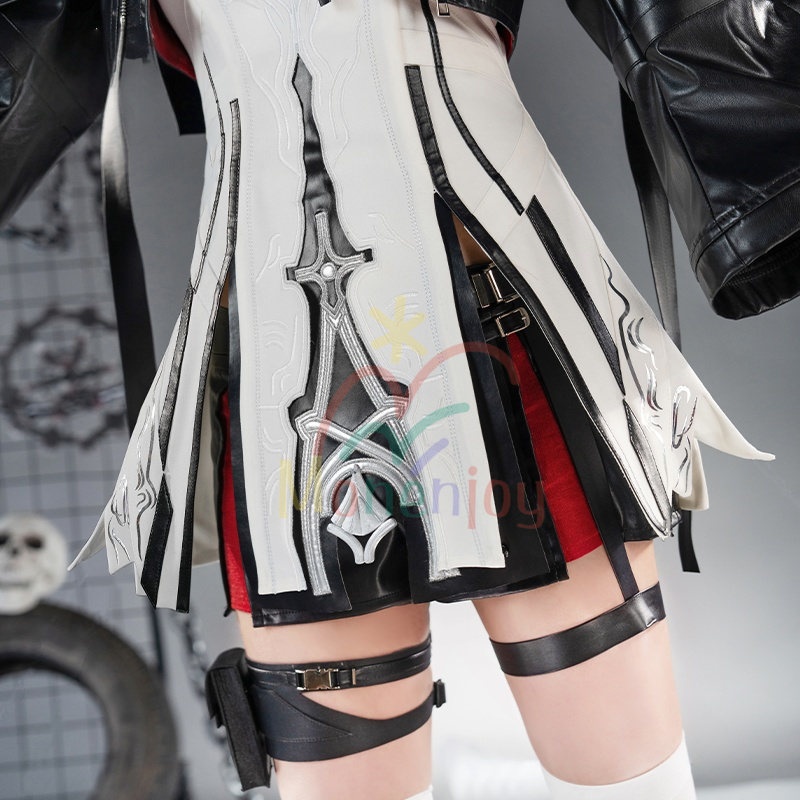 Monenjoy アークナイツ 新約エクシア コスプレ衣装 刺繍柄 LED光輪 3d樹脂アクセサリー 高再現度 戦闘服デザイン Exusiai the New Covenant