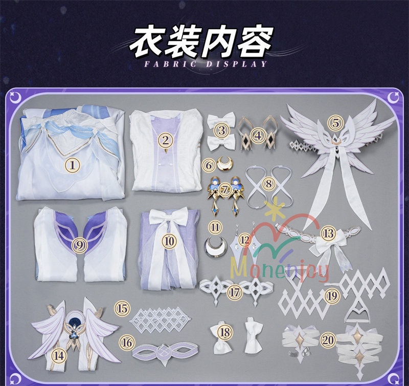 Monenjoy 原神 コロンビーナ コスチューム衣装 少女 コスプレ イベント 仮装 髪飾 ハロウィン