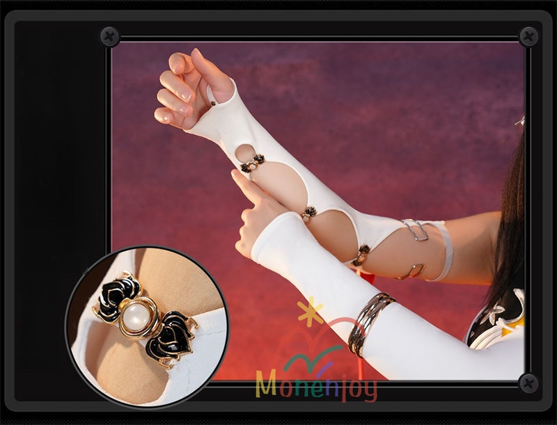 Monenjoy ゼンゼロ 葉瞬光 コスプレ 刺繍柄 Ye Shunguang 2形態 イェー・シュンガン 合金製パーツ 耳飾+尻尾追加 コスプレ