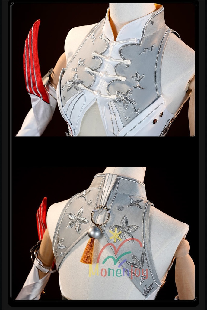 Monenjoy ゼンゼロ 葉瞬光 コスプレ 刺繍柄 Ye Shunguang 2形態 イェー・シュンガン 合金製パーツ 耳飾+尻尾追加 コスプレ