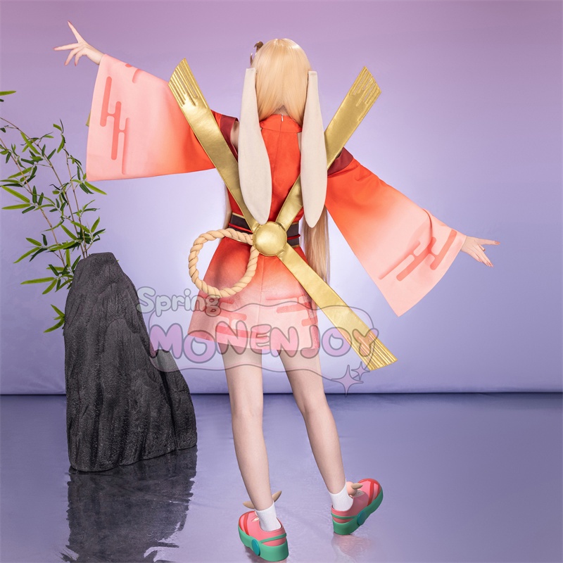 Monenjoy 超かぐや姫! かぐや コスプレ衣装 うさぎ装備品付 ピンク色ネイルチップ付 コスチューム