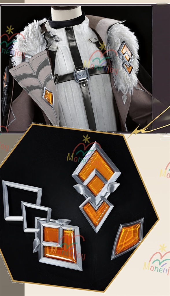 Monenjoy 原神 イルーガ コスプレ衣装 3D樹脂パーツ付 | Illuga ライトキーパー 闇夜の鶯 コスチューム