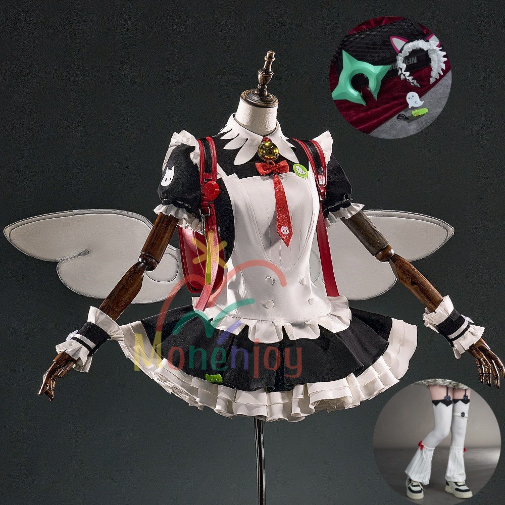 【Monenjoy】ゼンゼロ 千夏 ティータイム コスプレ　イベント　可愛い　メイド服 猫耳付き 鞄追加