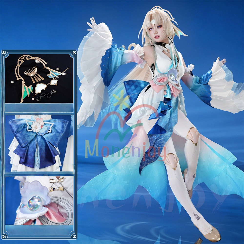 Monenjoy 崩壊スターレイル パール コスプレ衣装 十の石心 礼服 ドレス 金属製パーツ 金属製ヘア飾付