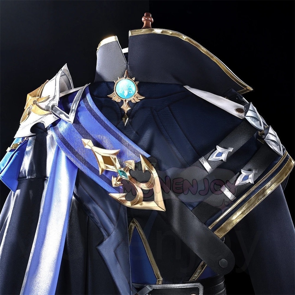 Monenjoy 原神 ローエン コスプレ 衣装 3Dプリント樹脂パーツ 氷元素 騎士団副隊長 イベント向け高品質