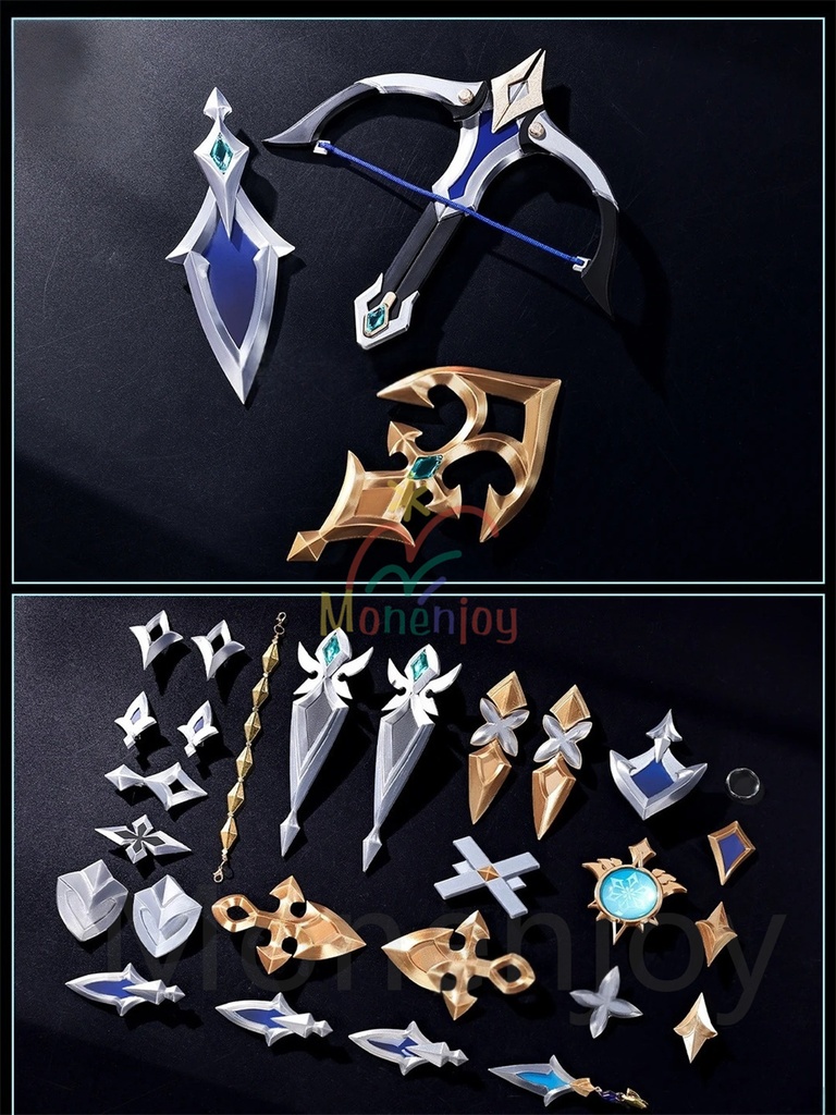 Monenjoy 原神 ローエン コスプレ 衣装 3Dプリント樹脂パーツ 氷元素 騎士団副隊長 イベント向け高品質