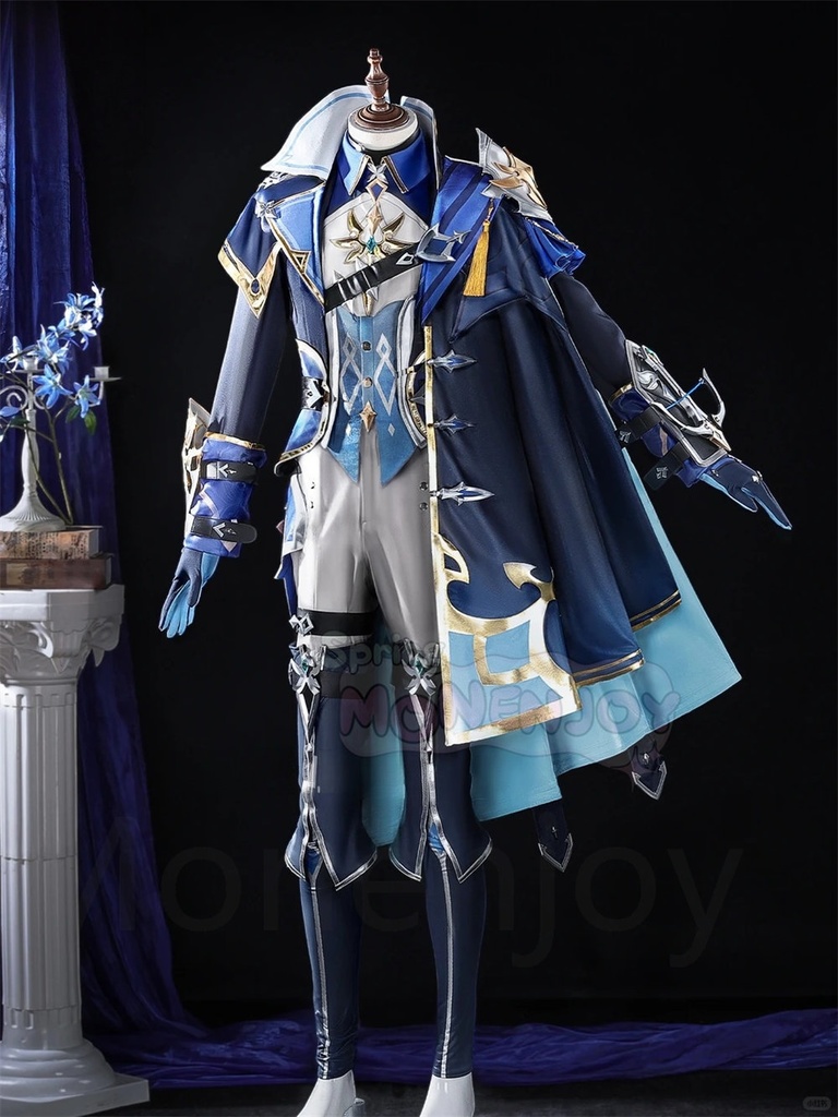 Monenjoy　原神 ローエン コスプレ 衣装  3Dプリント樹脂パーツ 氷元素 騎士団副隊長 イベント向け高品質