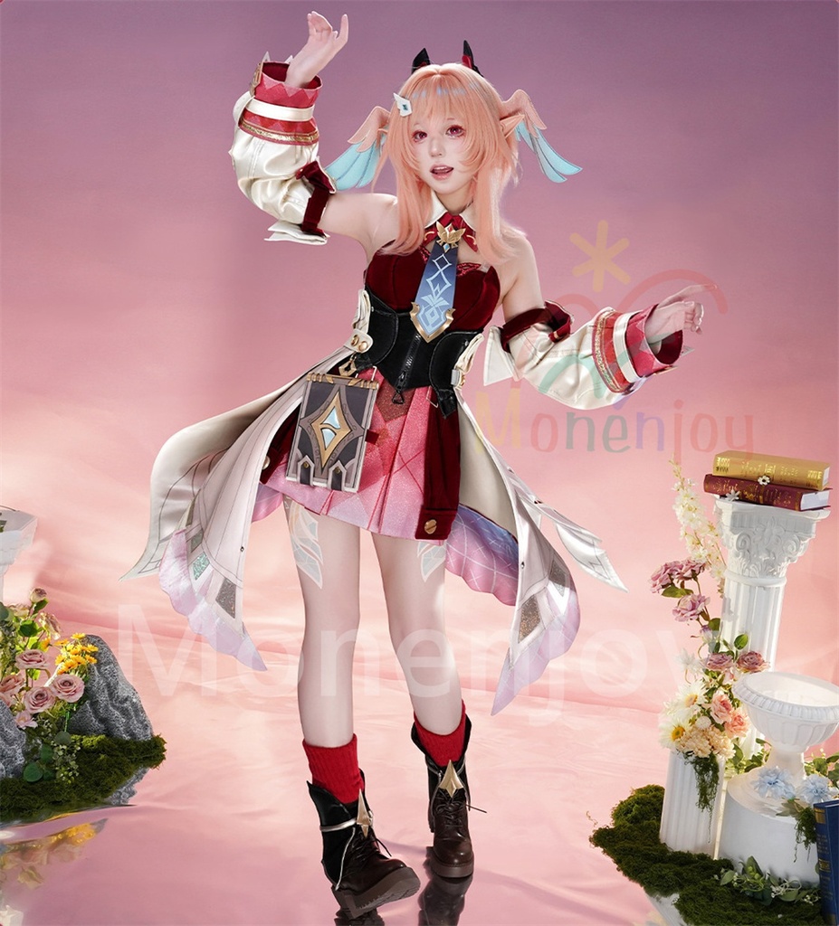 Monenjoy 原神 リンネア コスプレ衣装　豪華生地 ベルベット生地  金属製パーツ　鞄追加対応