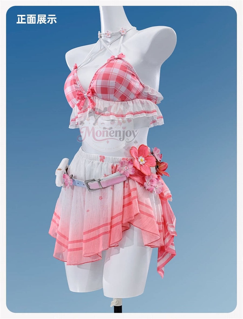 【Monenjoy】鳴潮 千咲 白桃パフェ 水着Ver. コスプレ衣装|ピンクビキニ フルセット 水中撮影対応