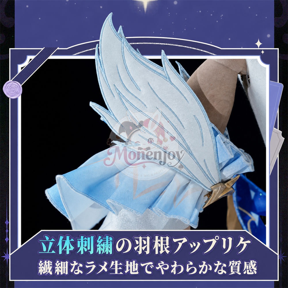 限定特典 Monenjoy 原神 オデット(Odette)コスプレ衣装 合金製パーツ+サテン生地 背面パーツは発光&回転対応