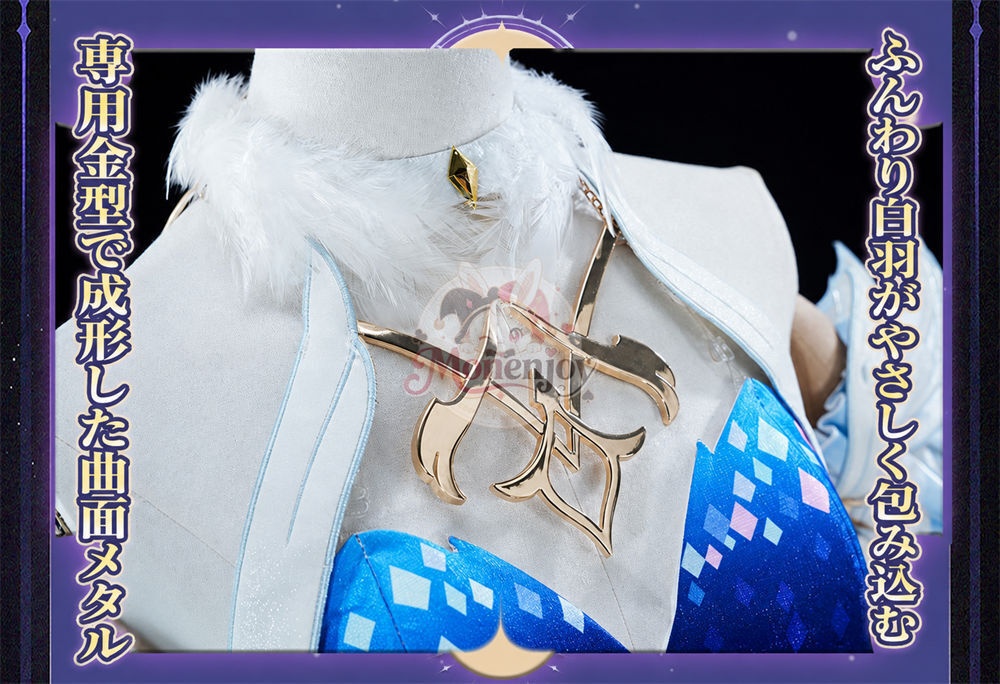 限定特典 Monenjoy 原神 オデット(Odette)コスプレ衣装 合金製パーツ+サテン生地 背面パーツは発光&回転対応