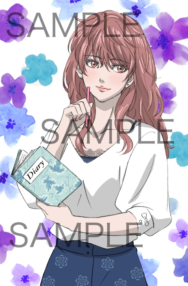 りいなメモを取る(背景花)608 × 904px 150dpi