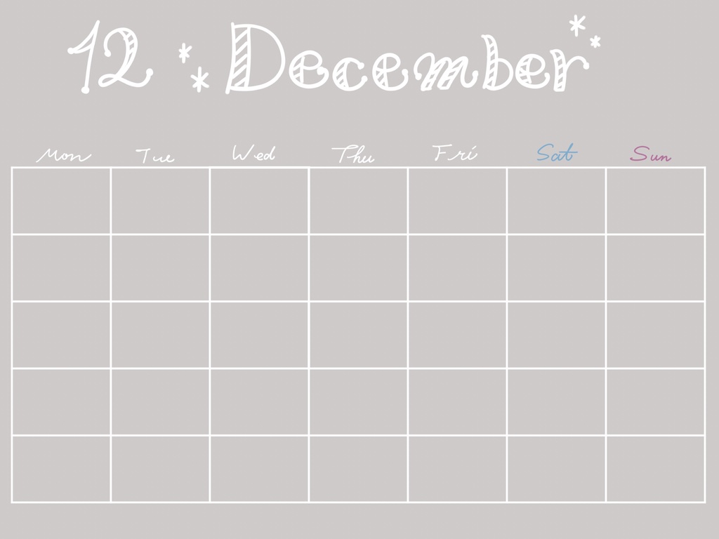2020年　12月カレンダー（デジタルプランナー ）