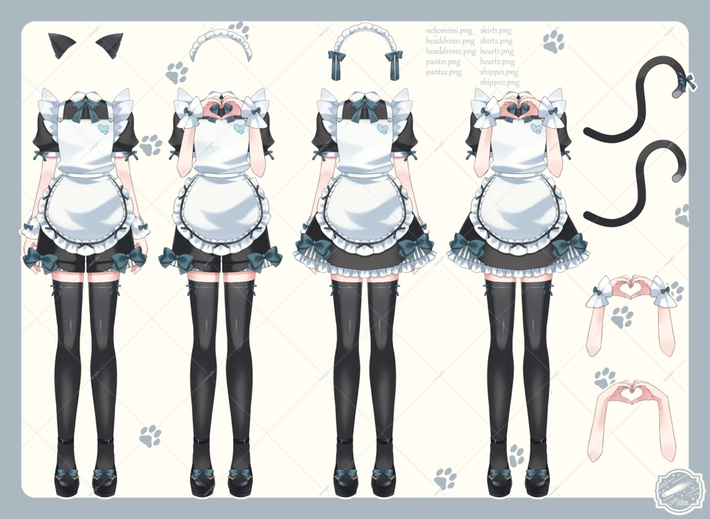 カラー変更OK!ネコミミメイド服モデル【Vtuber向け 汎用 #Live2Dモデル】