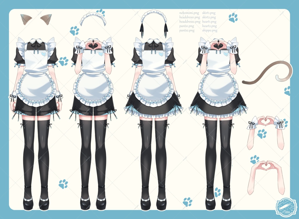 Vtuber向け素材♥ネコミミメイド服着せ替えセット！②
