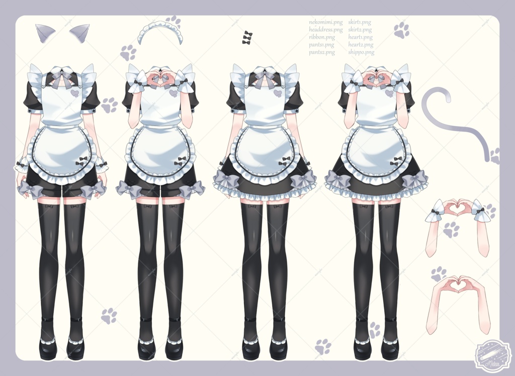 Vtuber向け素材♥ネコミミメイド服着せ替えセット！③