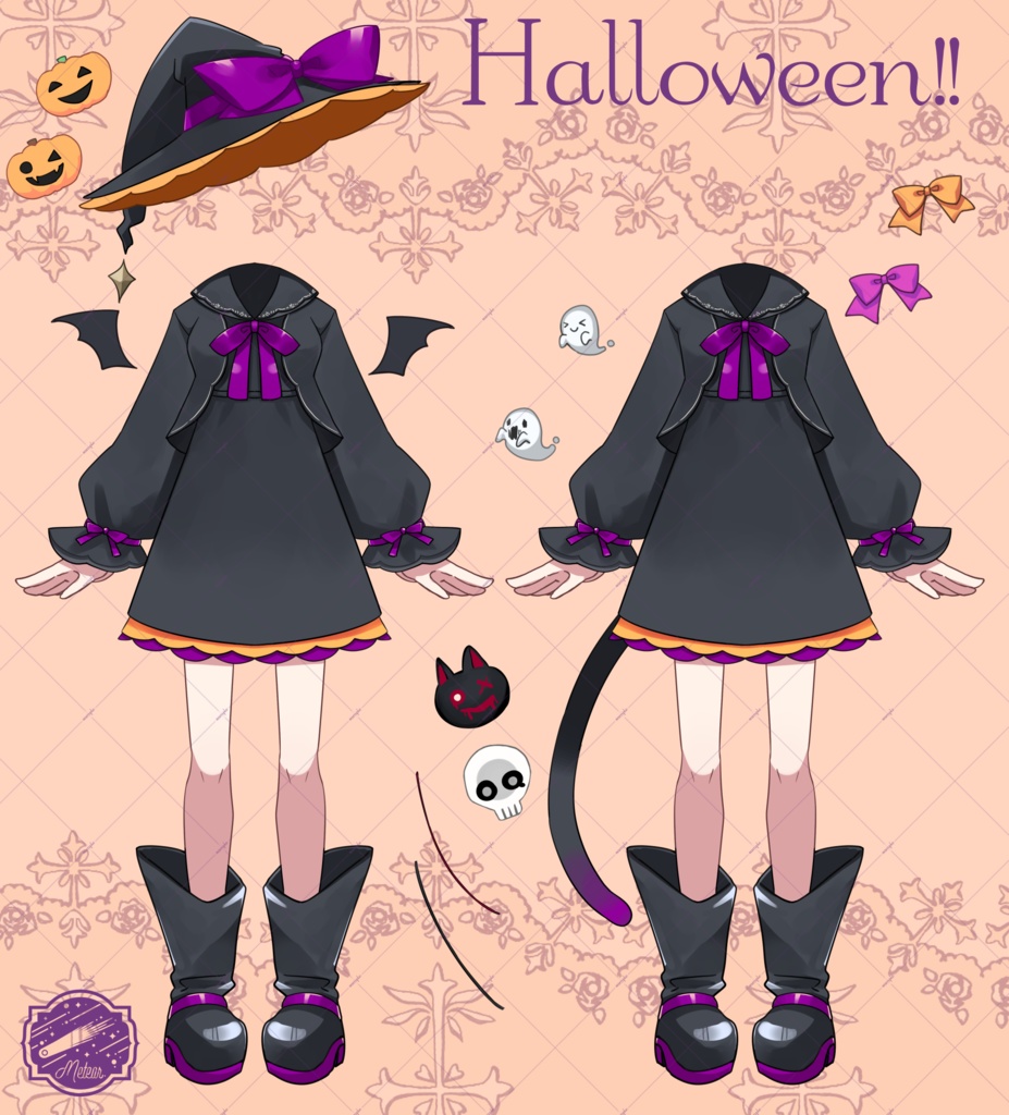 【Free版あり】ハロウィン魔女っ子着せ替え素材セット★Vtuber向け