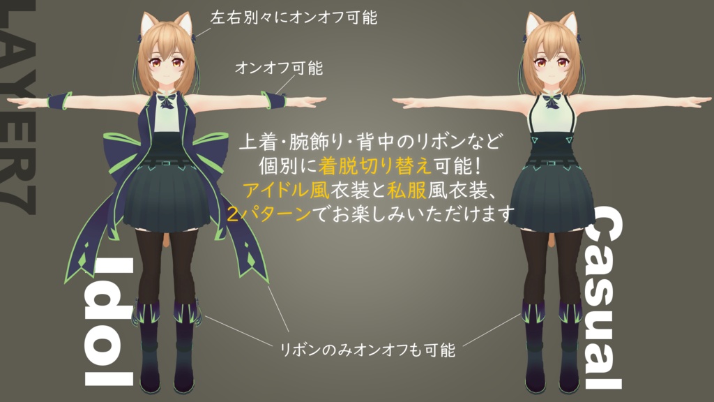 【VRC向け】2Wayアイドル風衣装「アイリス」【3Dモデル】
