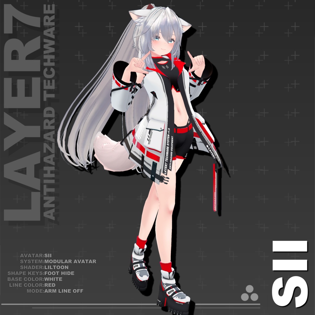 【37アバター対応】「ANTIHAZARD」テックウェア【VRChat向け】