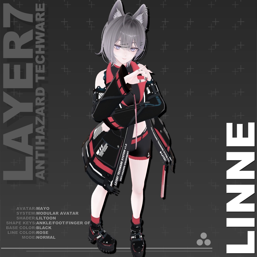 【45アバター対応】「ANTIHAZARD」テックウェア【VRChat向け】