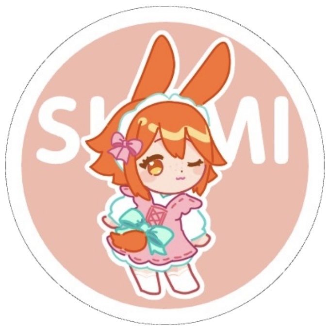 【ピンク】どこかのうさぎちゃんまんまるステッカー【メイド服】