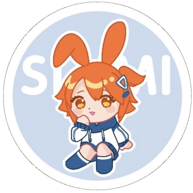 【青】どこかのうさぎちゃんまんまるステッカー【私服】