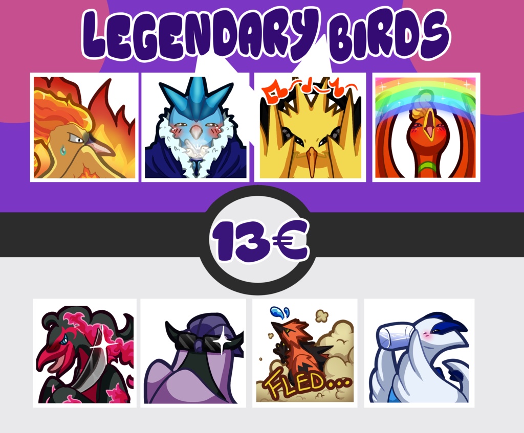 [-50%] Emotes Bundle Pokemon - Legendary Birds 