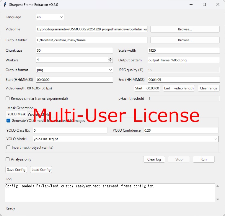 Extract Sharpest Frame ( GUI, Windows binary edition ) Multi user license