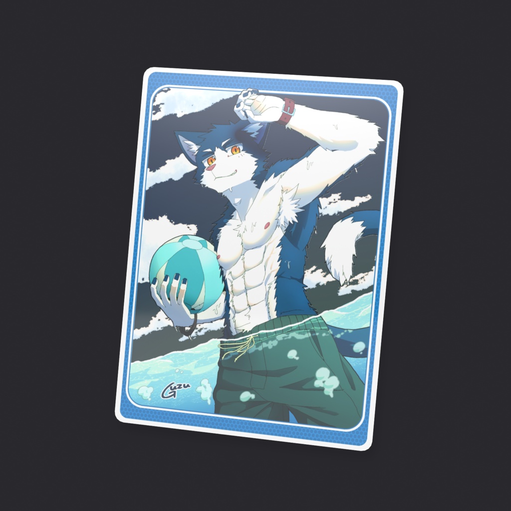 【クリアカード】水着ハチワレ猫獣人【pixivFACTORY製】