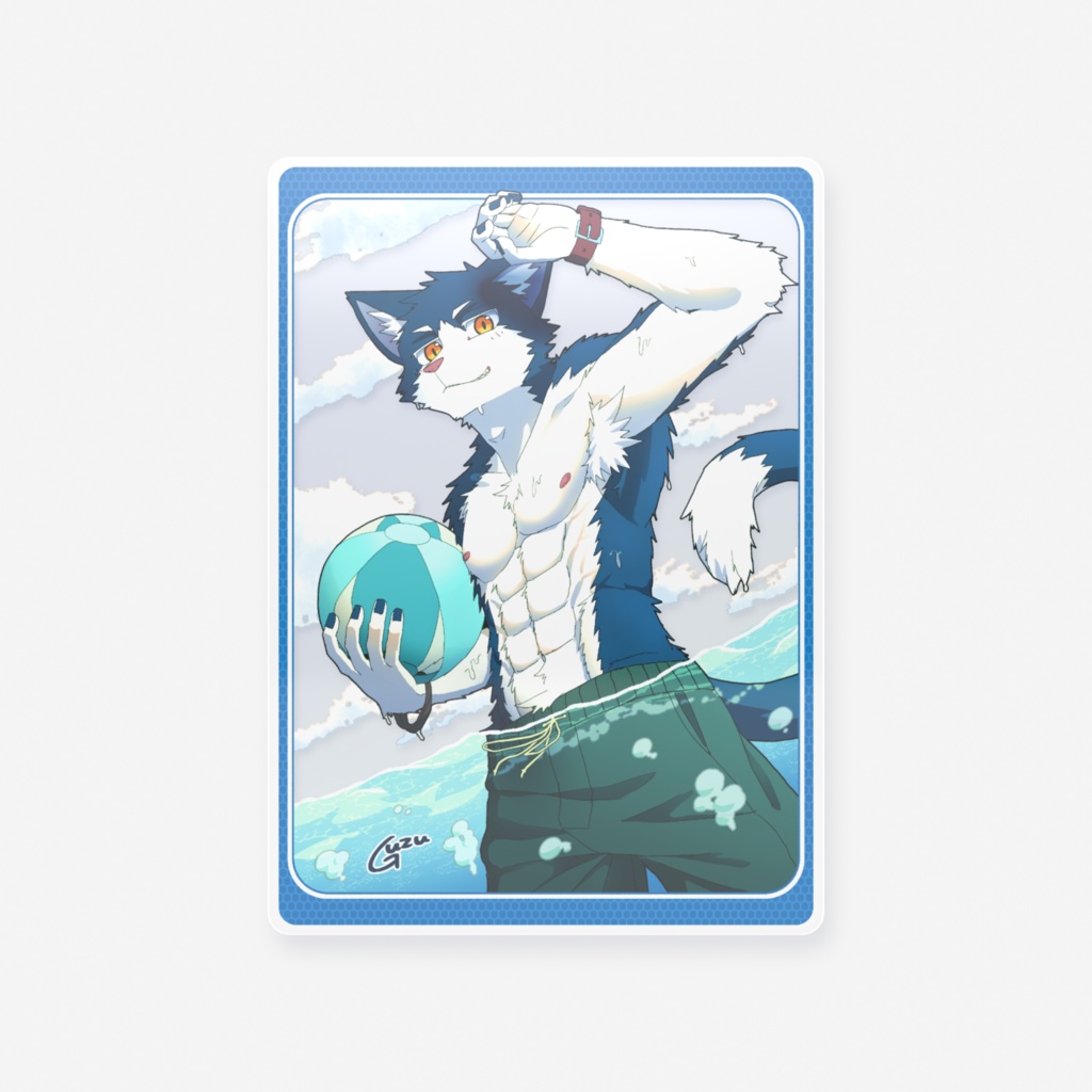 【クリアカード】水着ハチワレ猫獣人【pixivFACTORY製】