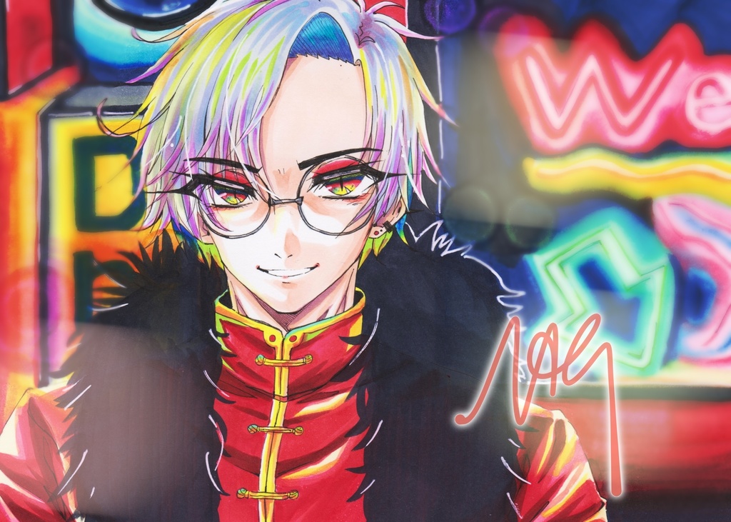 原画 コピック チャイナ眼鏡男子